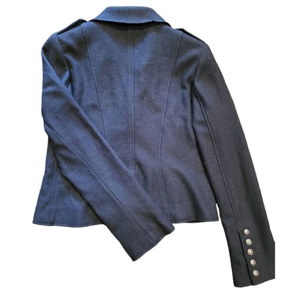 Jôn Felted Wool Blazer Women's Medium Black Engraved Buttons Cropped Cozy Warm - Picture 3 of 5